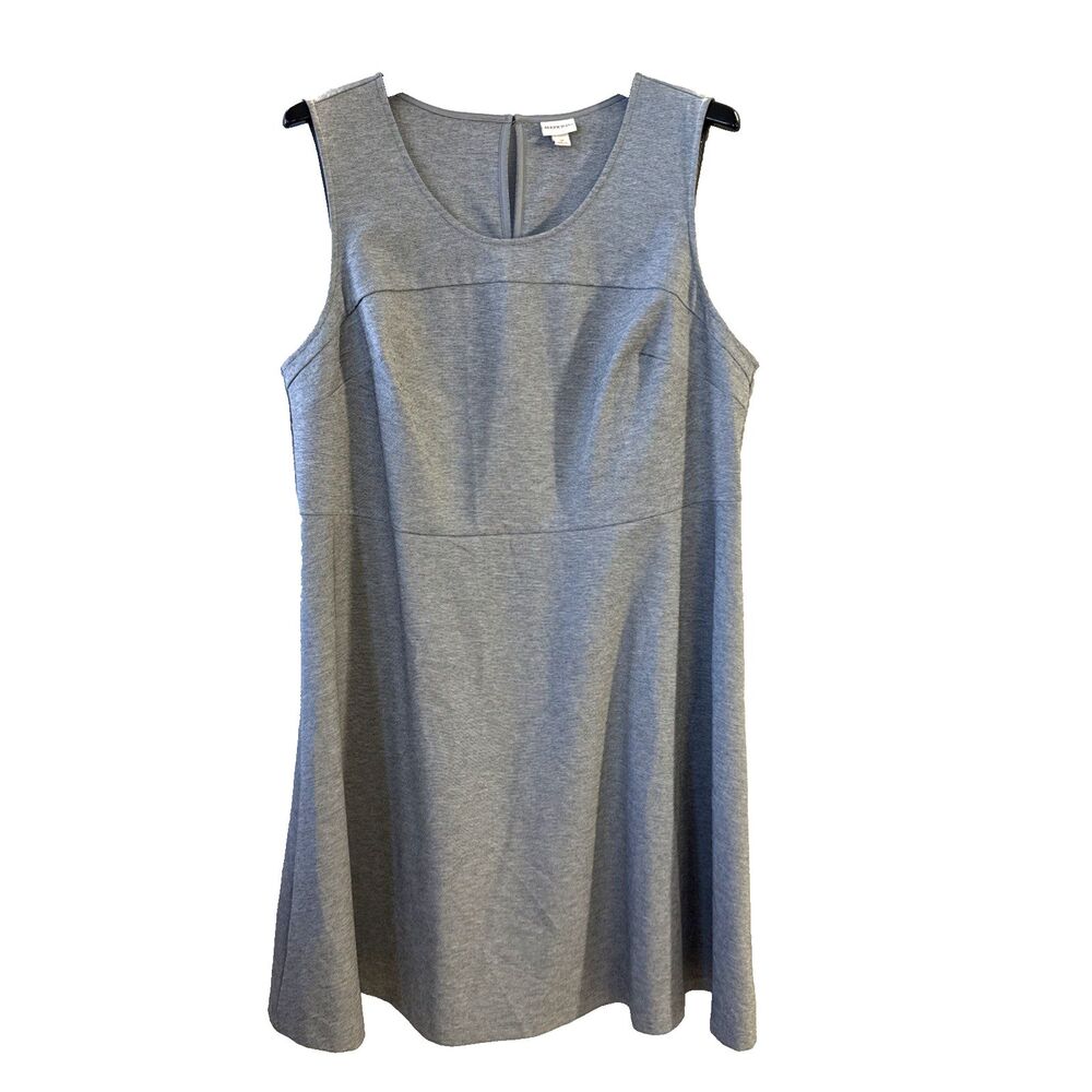 Merona Womens Skater Pleated Dress Size 1X Sleeveless Gray Back Keyhole Stretch